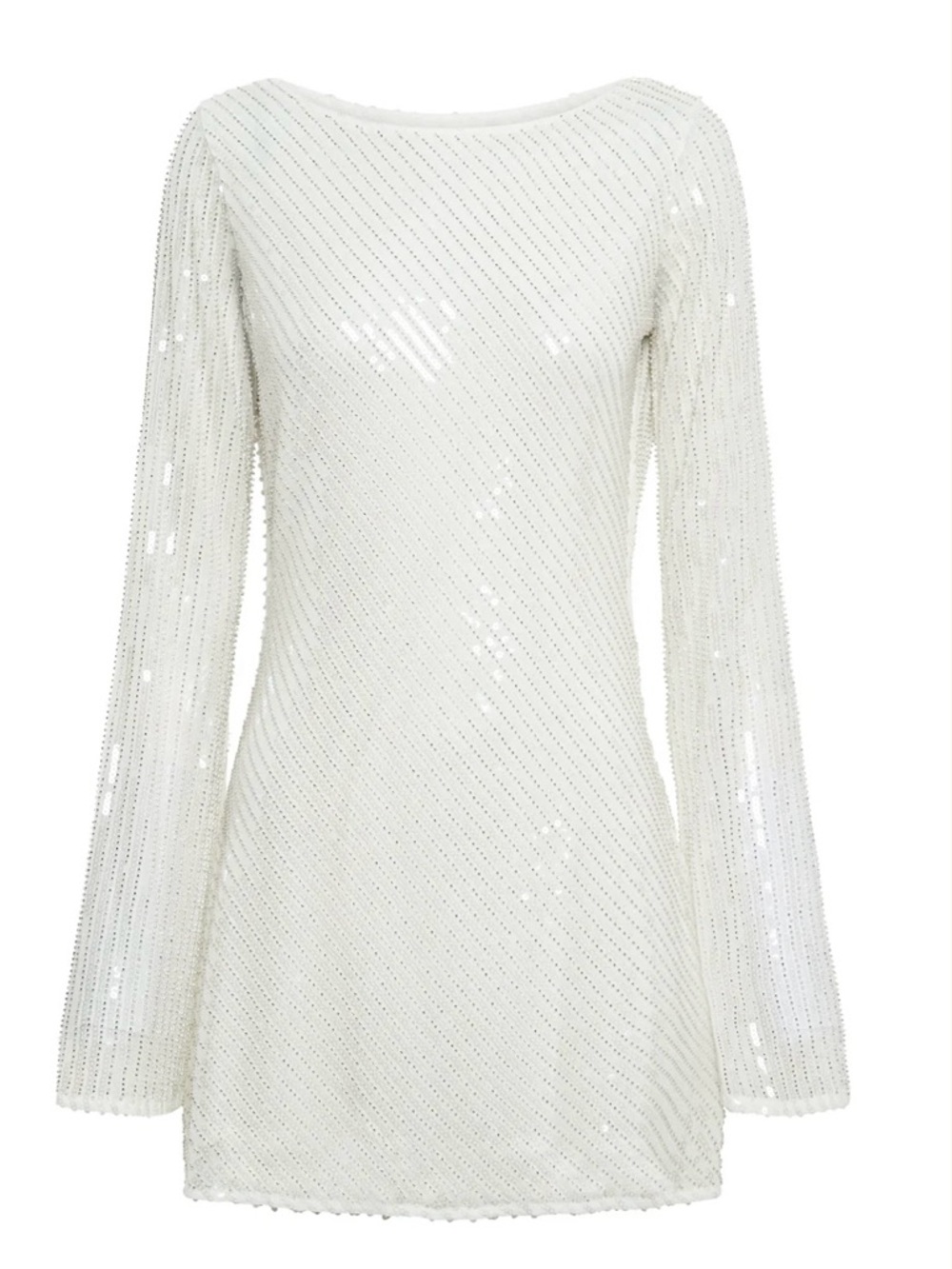 NWT Meshki Nala White Sequin Scoop Neck Mini Dress